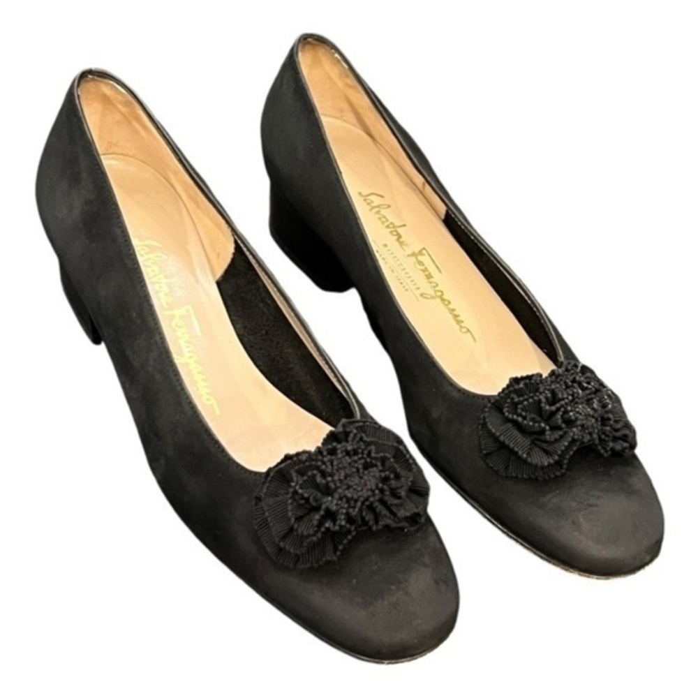 🎉SALE🎉 Salvatore Ferragamo Boutique Black‎ Calf Leather Pumps Heels 6.5 AA